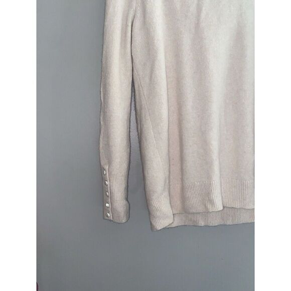 LOFT Sweater Womens Medium Pink Wool Blend Knit Cowl Neck Button Detail Cuff - Picture 7 of 15